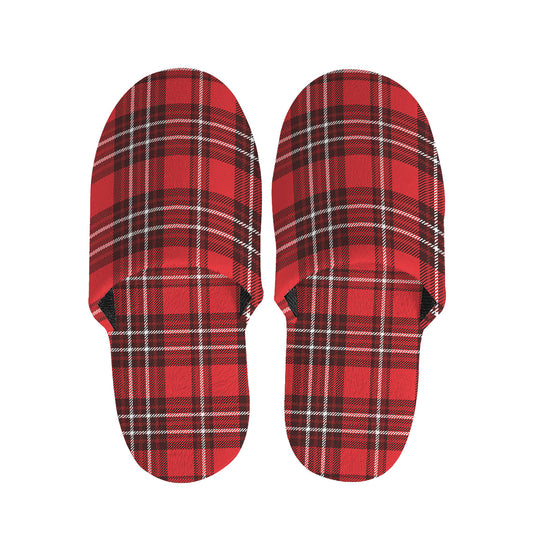 Red And White Tartan Pattern Print Slippers
