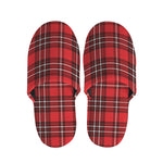 Red And White Tartan Pattern Print Slippers