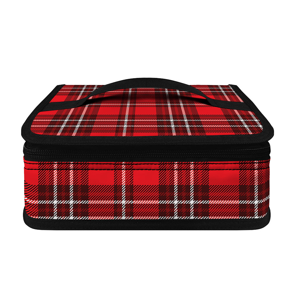 Red And White Tartan Pattern Print Small Lunch Bag