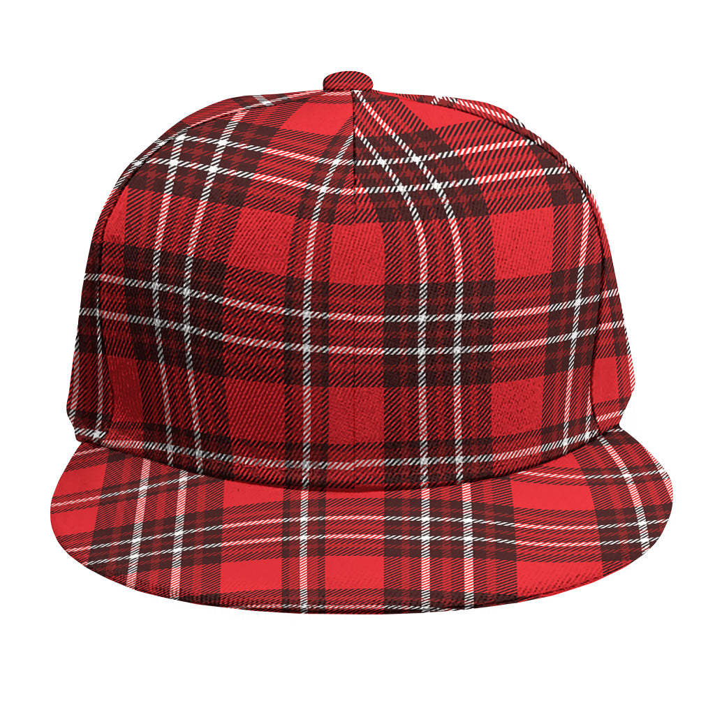 Red And White Tartan Pattern Print Snapback Cap