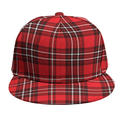 Red And White Tartan Pattern Print Snapback Cap