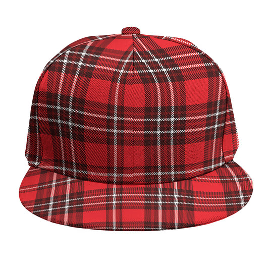 Red And White Tartan Pattern Print Snapback Cap