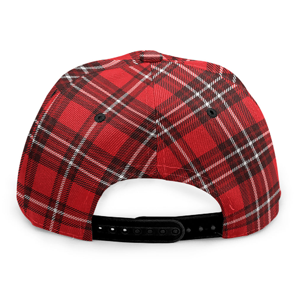 Red And White Tartan Pattern Print Snapback Cap