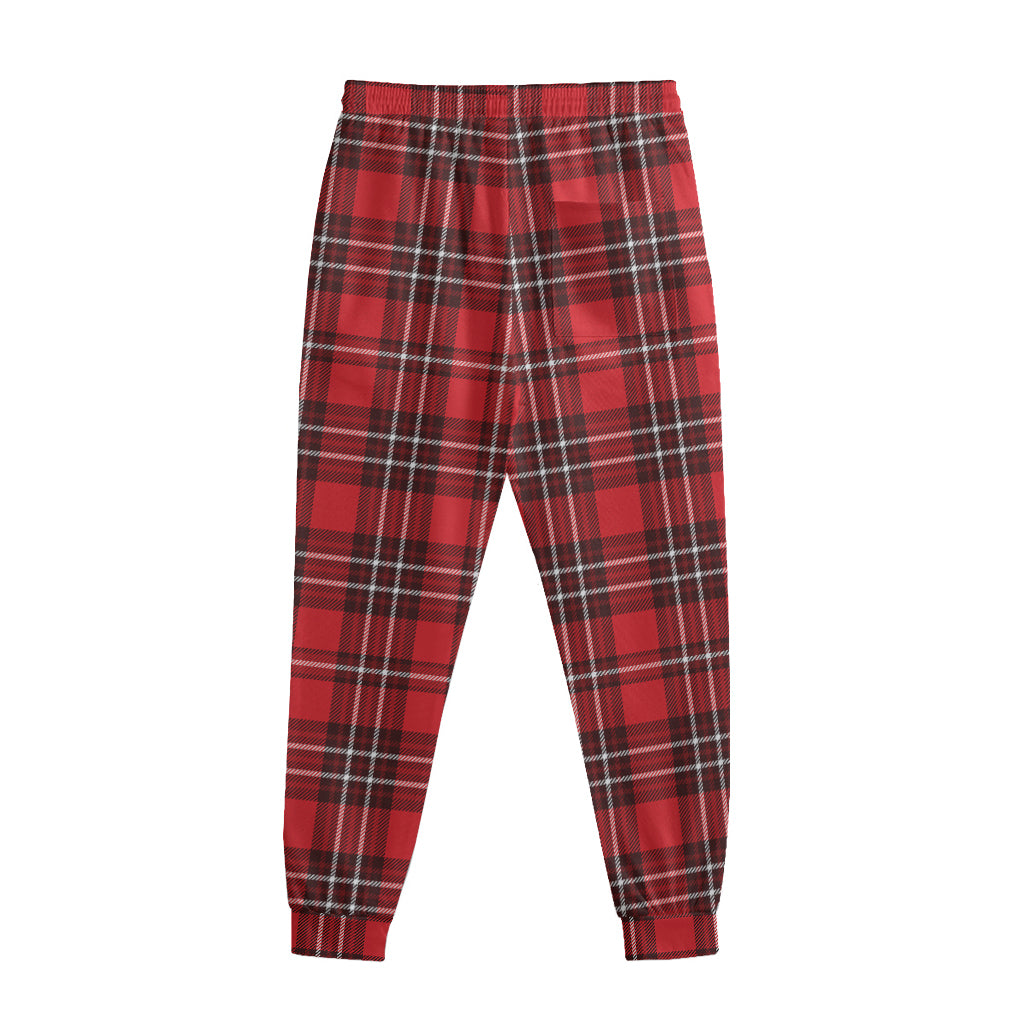 Red And White Tartan Pattern Print Sweatpants