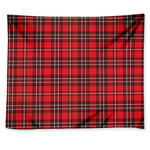 Red And White Tartan Pattern Print Tapestry