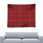 Red And White Tartan Pattern Print Tapestry
