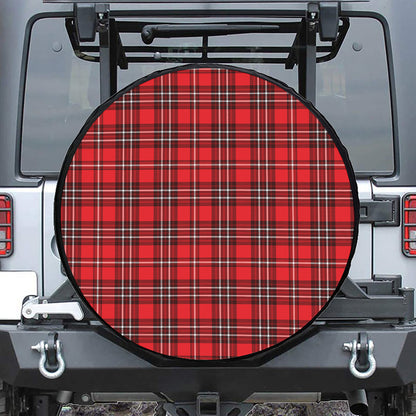 Red And White Tartan Pattern Print Tire Cover