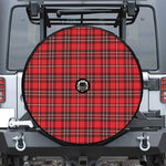 Red And White Tartan Pattern Print Tire Cover With Camera Hole