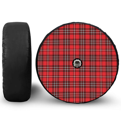 Red And White Tartan Pattern Print Tire Cover With Camera Hole