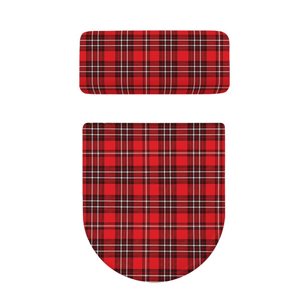 Red And White Tartan Pattern Print Toilet Lid And Tank Cover Set