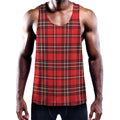 Red And White Tartan Pattern Print Men's Workout Tank Top