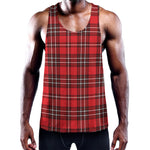 Red And White Tartan Pattern Print Training Tank Top