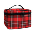 Red And White Tartan Pattern Print Travel Makeup Bag