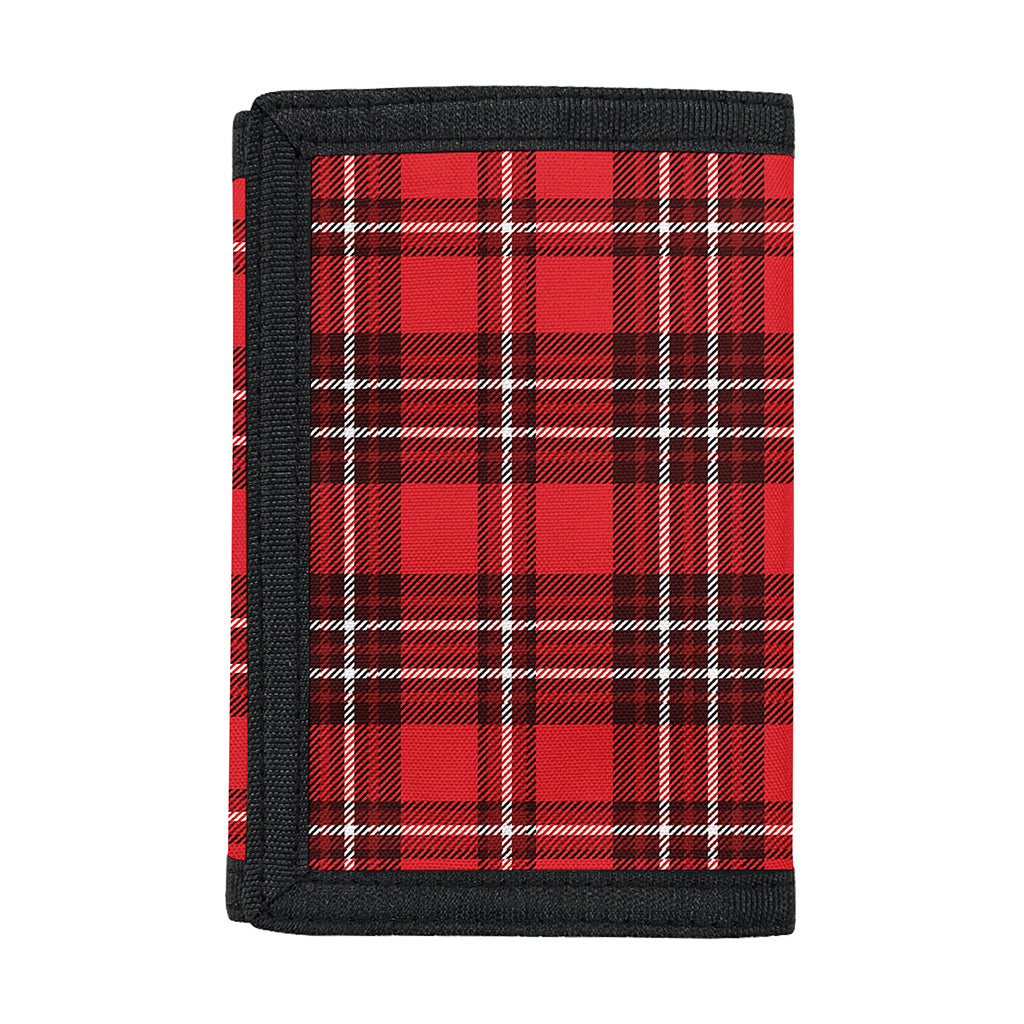Red And White Tartan Pattern Print Trifold Wallet