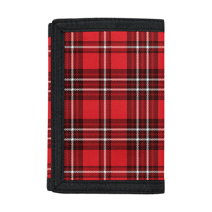 Red And White Tartan Pattern Print Trifold Wallet