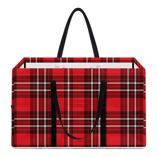 Red And White Tartan Pattern Print Utility Tote Bag