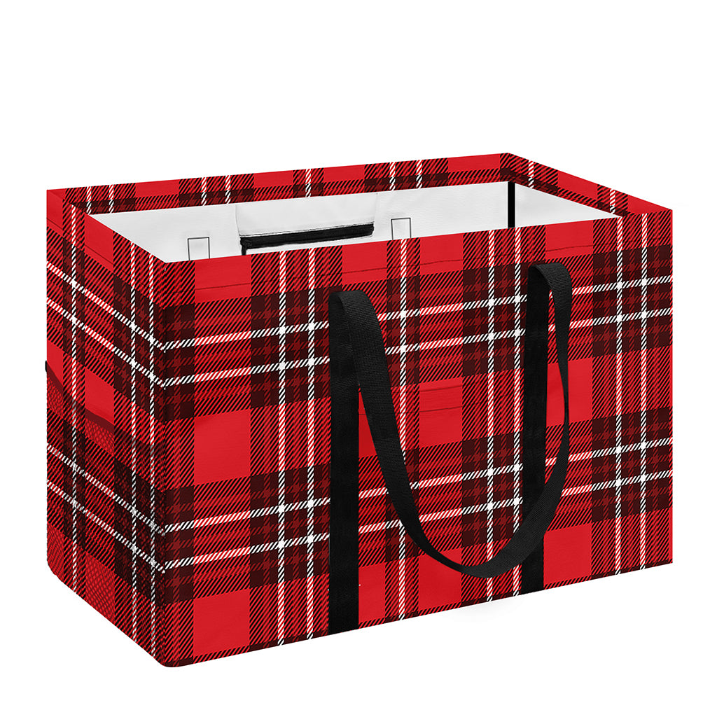 Red And White Tartan Pattern Print Utility Tote Bag