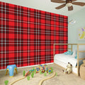 Red And White Tartan Pattern Print Wall Sticker