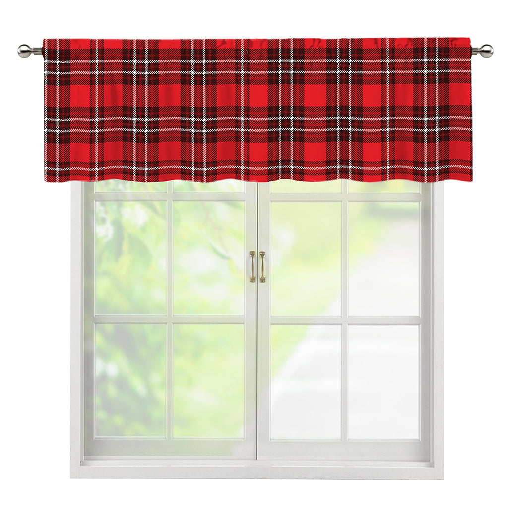 Red And White Tartan Pattern Print Window Valance