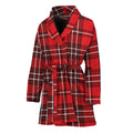Red And White Tartan Pattern Print Women's Bathrobe