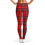 Red And White Tartan Pattern Print Women's Leggings