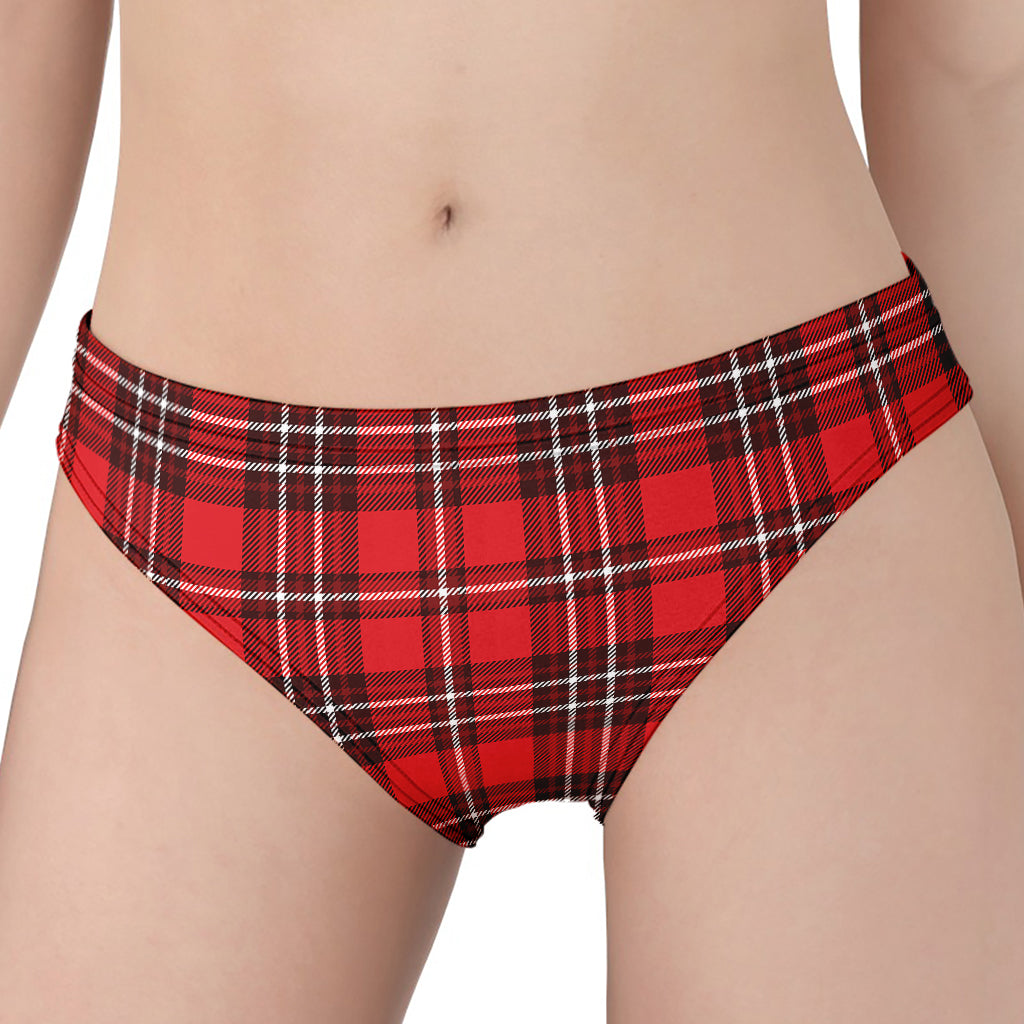 Red And White Tartan Pattern Print Women's Panties