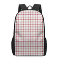 Red And White Tattersall Pattern Print 17 Inch Backpack