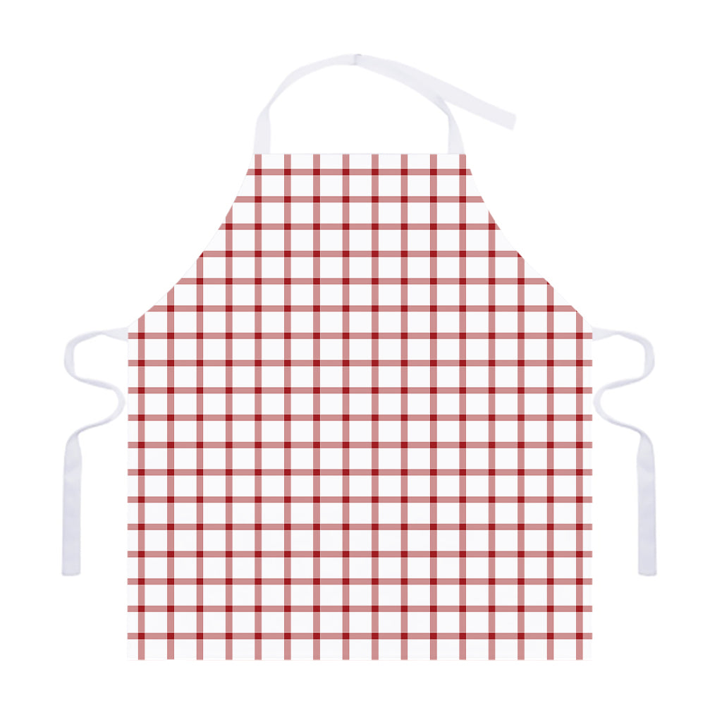 Red And White Tattersall Pattern Print Adjustable Apron