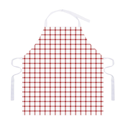 Red And White Tattersall Pattern Print Adjustable Apron