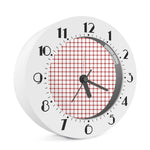 Red And White Tattersall Pattern Print Alarm Clock