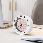 Red And White Tattersall Pattern Print Alarm Clock