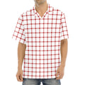 Red And White Tattersall Pattern Print Aloha Shirt