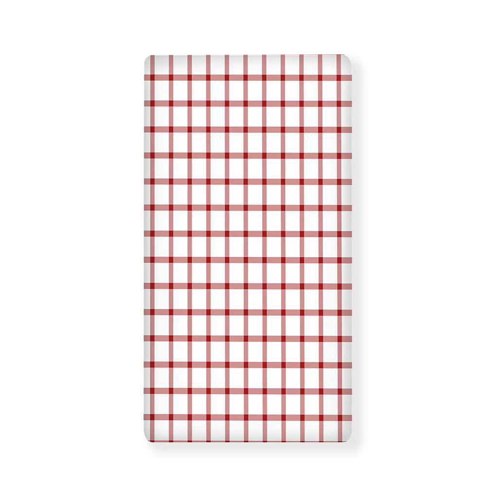 Red And White Tattersall Pattern Print Baby Crib Sheet