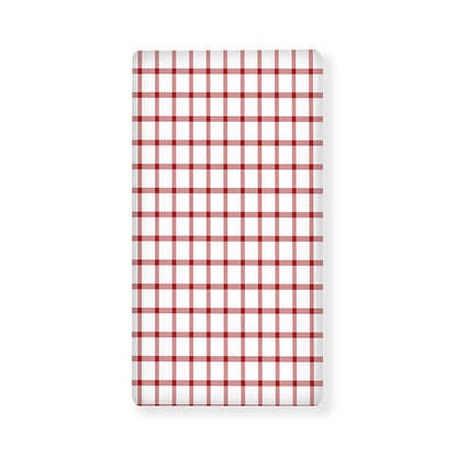 Red And White Tattersall Pattern Print Baby Crib Sheet