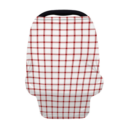 Red And White Tattersall Pattern Print Baby Seat Cover