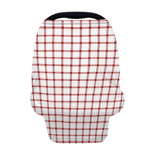 Red And White Tattersall Pattern Print Baby Seat Cover