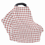 Red And White Tattersall Pattern Print Baby Seat Cover