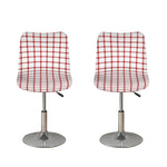 Red And White Tattersall Pattern Print Bar Stool Covers