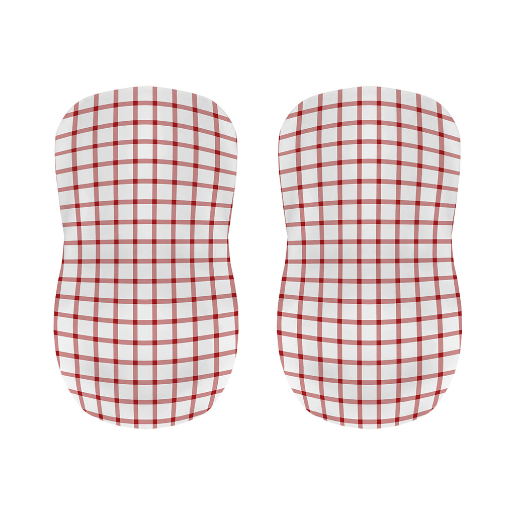 Red And White Tattersall Pattern Print Bar Stool Covers