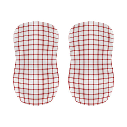 Red And White Tattersall Pattern Print Bar Stool Covers