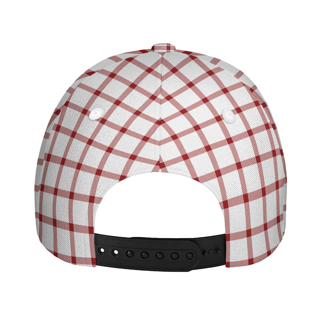 Red And White Tattersall Pattern Print Baseball Cap