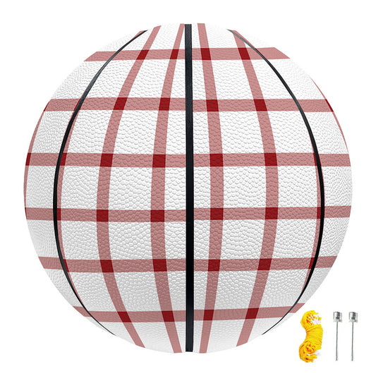 Red And White Tattersall Pattern Print Basketball