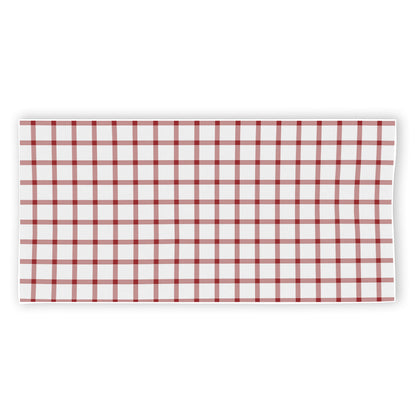 Red And White Tattersall Pattern Print Beach Towel