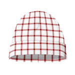 Red And White Tattersall Pattern Print Beanie