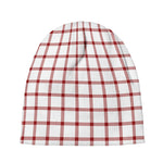 Red And White Tattersall Pattern Print Beanie