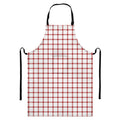 Red And White Tattersall Pattern Print Bib Apron With Pocket