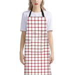 Red And White Tattersall Pattern Print Bib Apron With Pocket