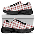 Red And White Tattersall Pattern Print Black Chunky Shoes