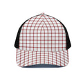 Red And White Tattersall Pattern Print Black Mesh Trucker Hat