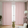 Red And White Tattersall Pattern Print Dimout Pencil Pleat Curtains
